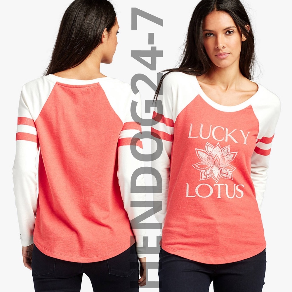 LUCKY BRAND LUCKY LOTUS BASEBALL WOMEN'S TOP